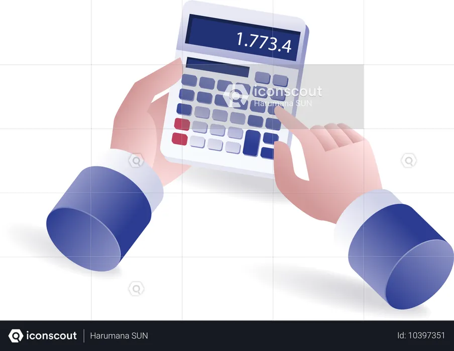 Hand counting with technology calculator  Illustration