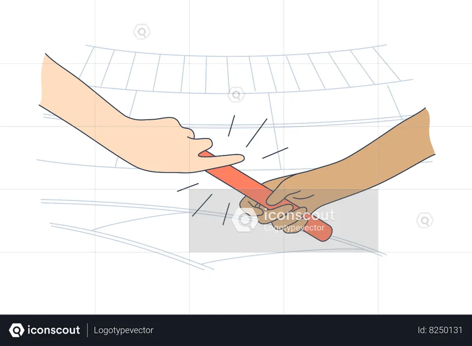 Hand gives passing baton  Illustration