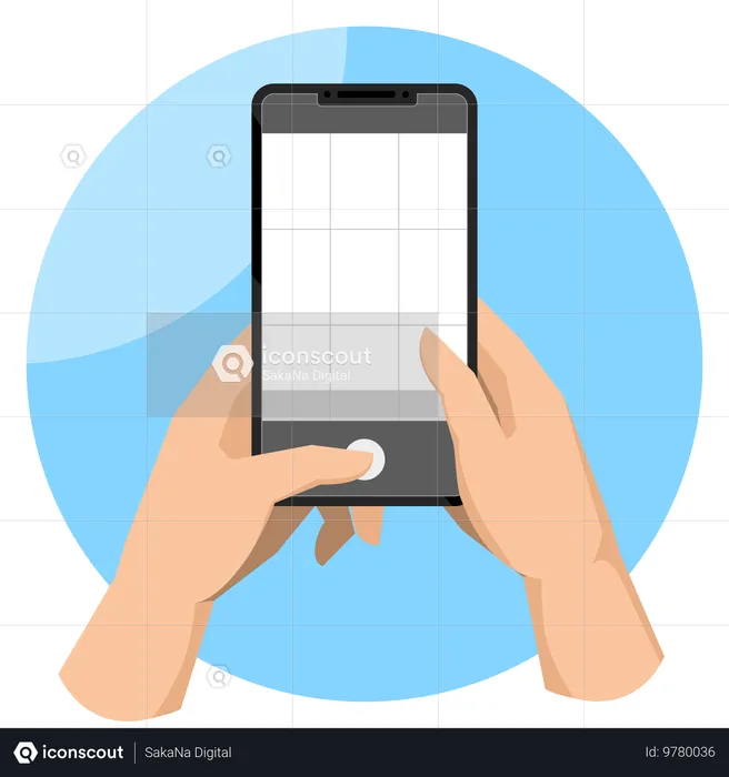 Hand hält Telefon und macht Handyfoto  Illustration