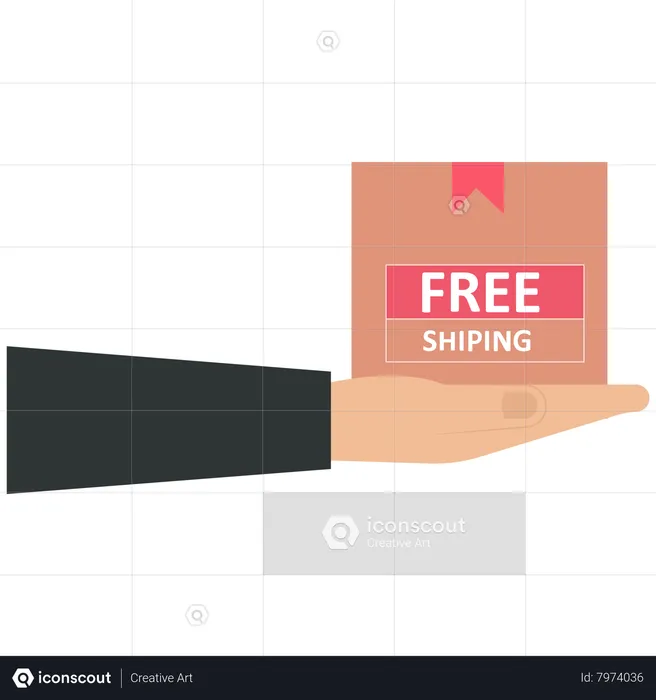Hand hold a free shipping packaging  Illustration