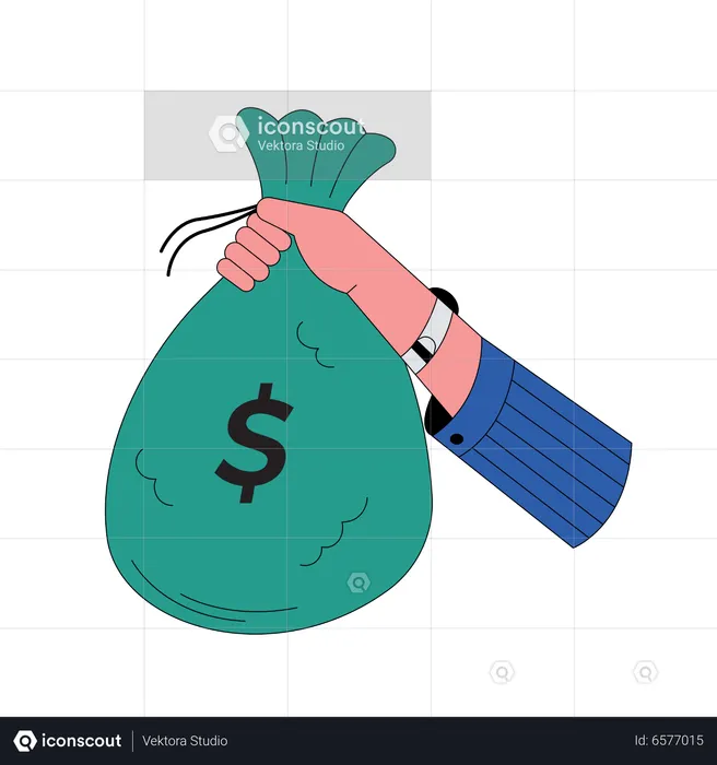 Hand holding a bag of money  Illustration