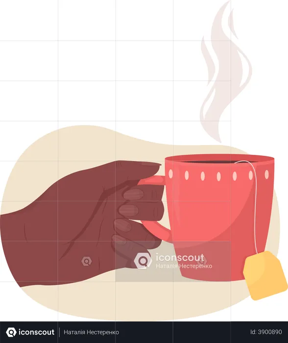 Hand holding a cup of hot tea  Illustration