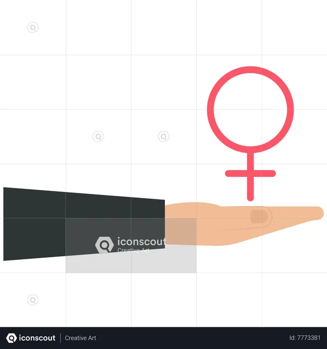 Hand holding a female symbol  Illustration