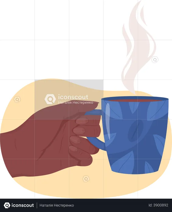 Hand holding an aromatic beverage  Illustration