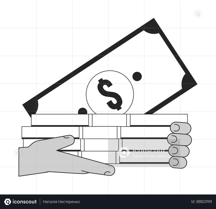 Hand holding cash  Illustration