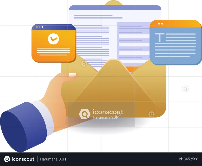 Hand holding email data  Illustration