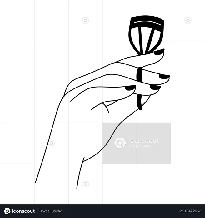 Hand holding eyelash curler  Illustration