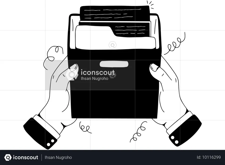 Hand holding folder  Illustration