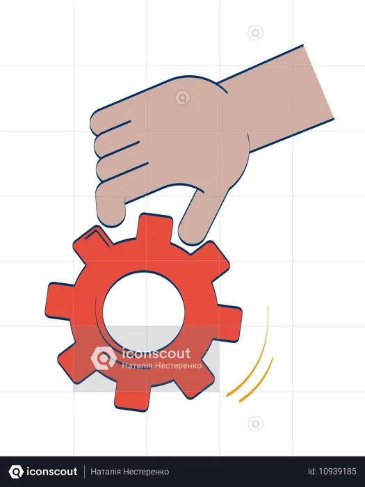 Hand holding gear  Illustration