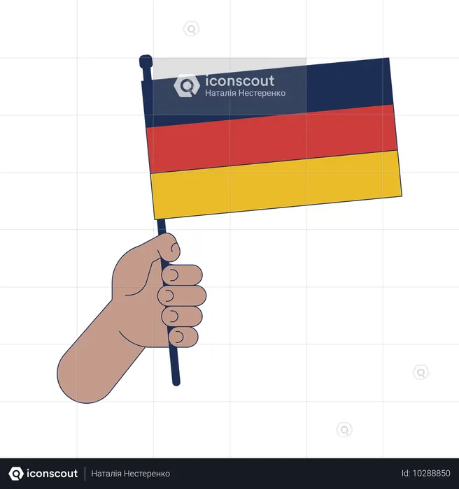 ドイツ国旗を持つ手  イラスト