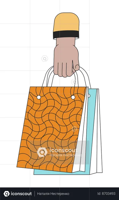 Hand holding gift bags  Illustration