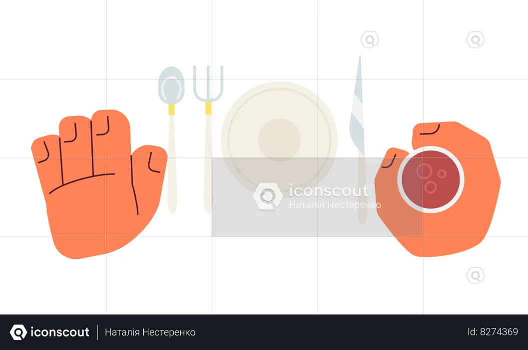 Hand holding glass overhead  Illustration