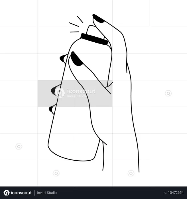 Hand holding hairspray bottle  Illustration