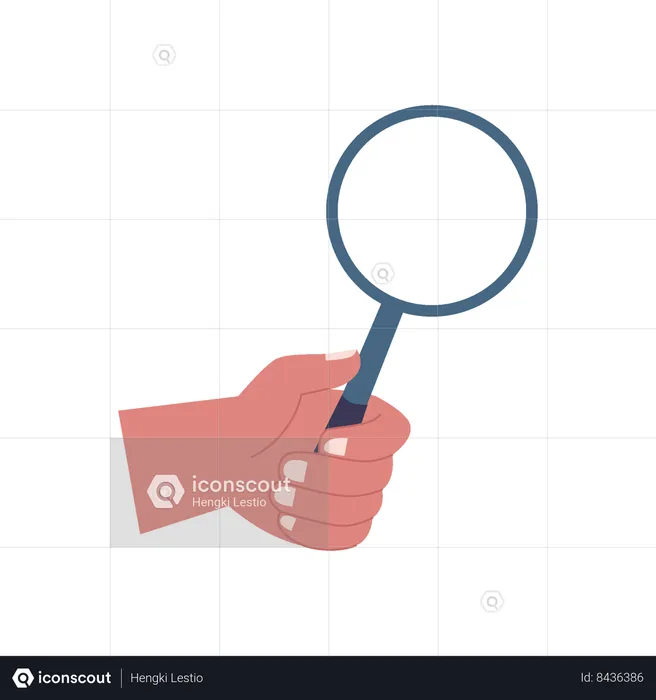 Hand holding magnifying glass  Illustration