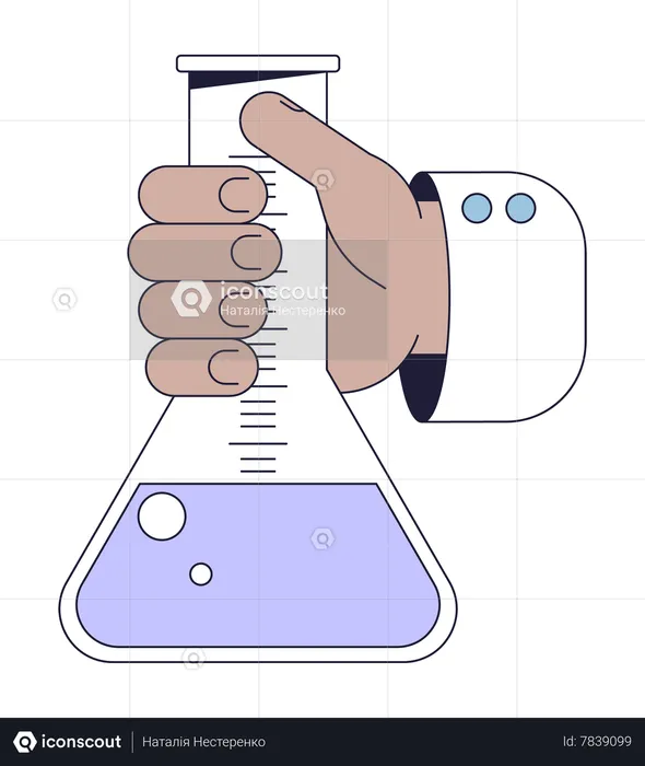 Hand holding measurement flask  Illustration