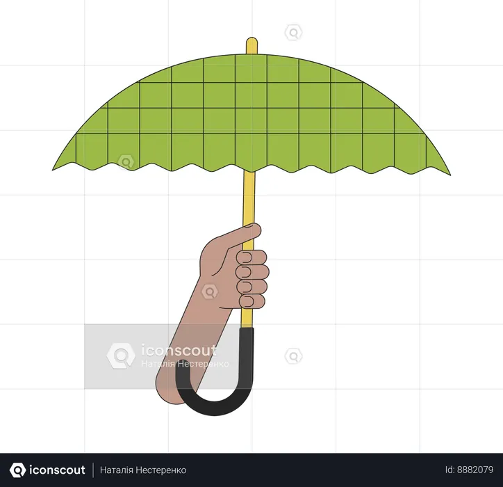 Hand holding opened umbrella  Illustration