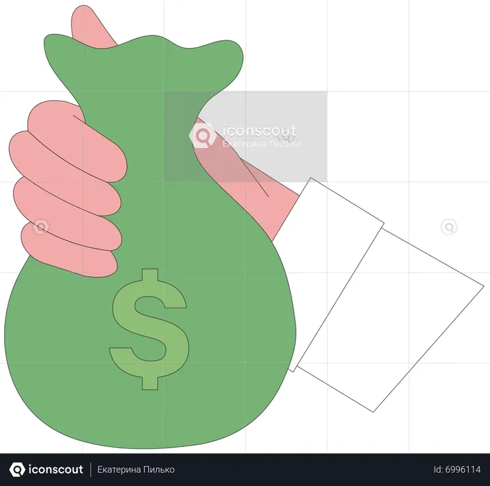 Hand holding sack with money  Illustration