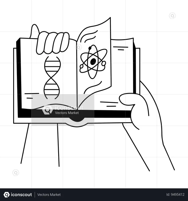 Hand holding Science Book  Illustration