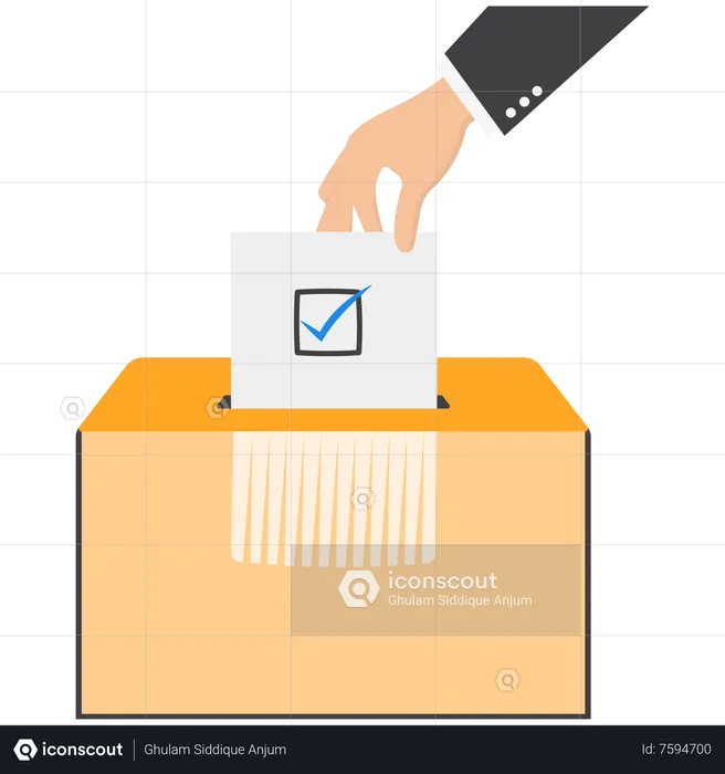 Hand holding shredding ballot  Illustration