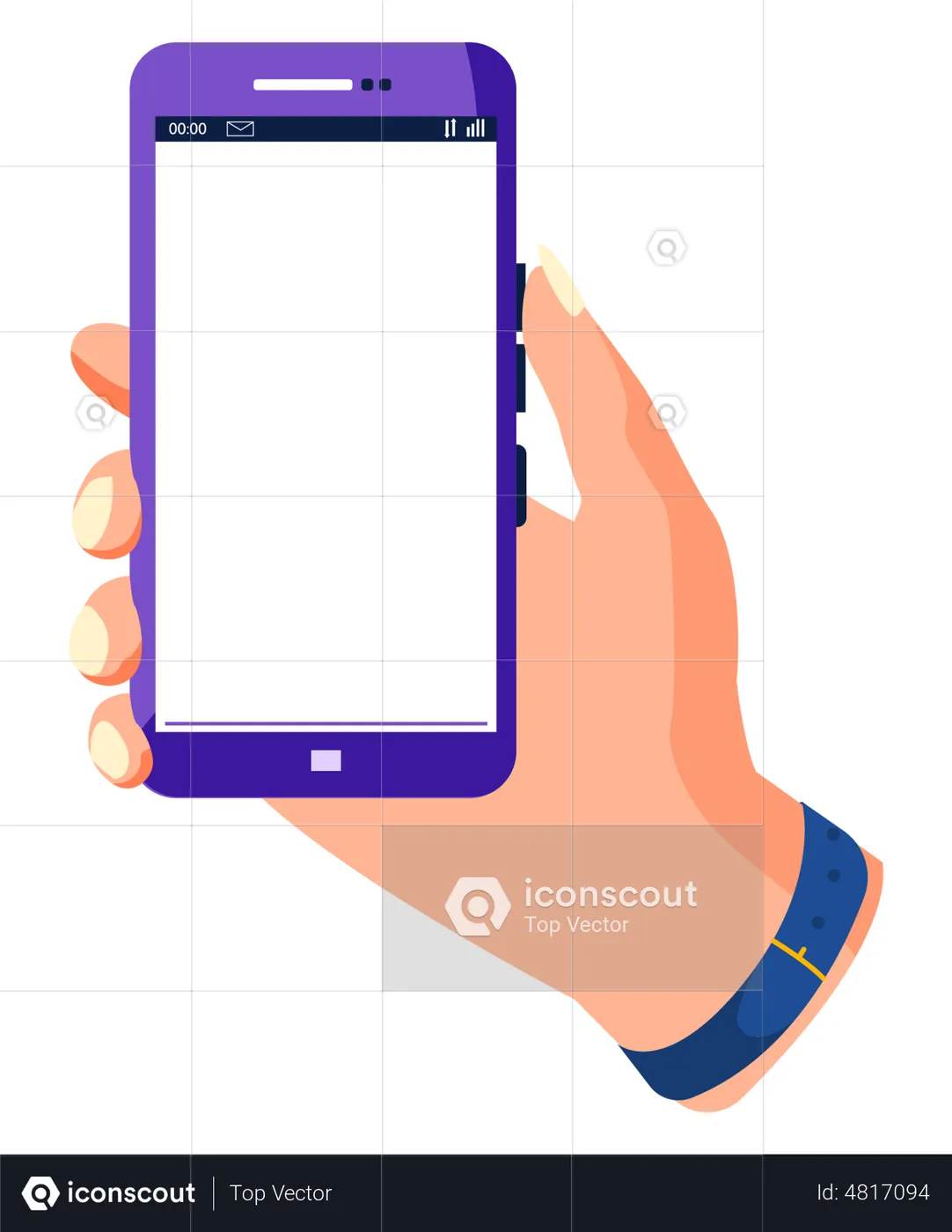 Hand Holding Smartphone Touching Screen Illustration   People