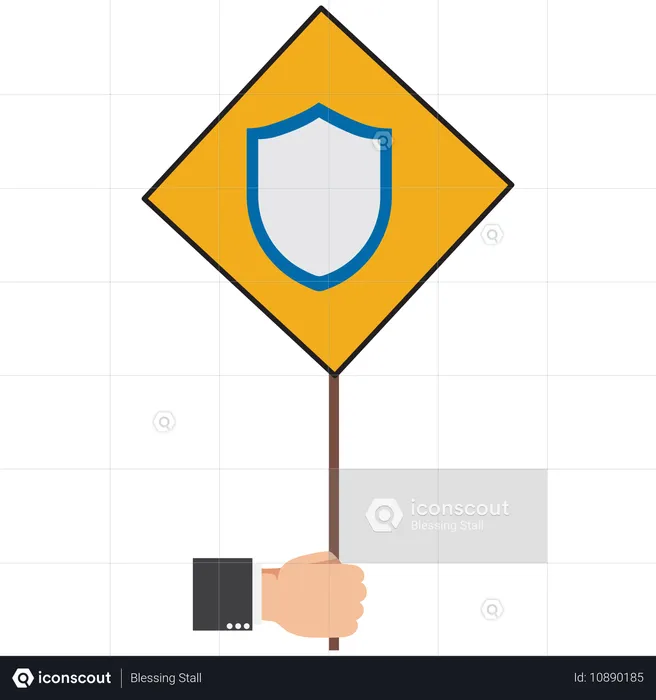 Hand holding up protect sign  Illustration