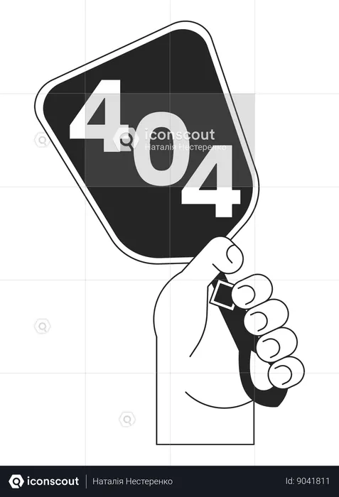 Hand holding vintage mirror error 404 flash message  Illustration