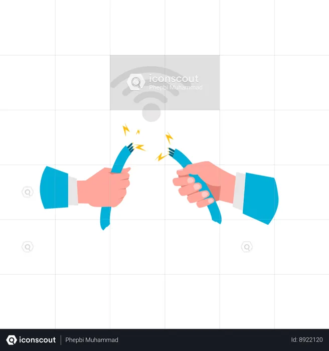 Hand holding wifi cable  Illustration