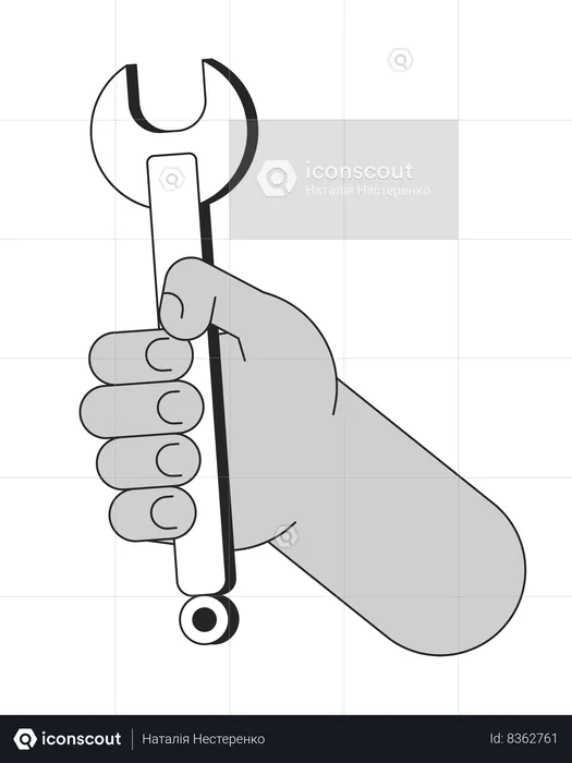 Hand holding Wrench  Illustration