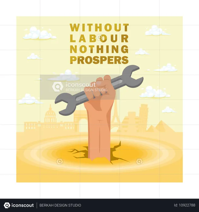 Hand holding wrench  Illustration