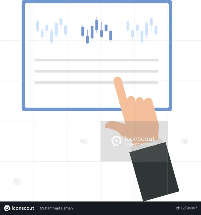 Hand Pointing at Stock Chart on Screen Financial Analysis  Illustration