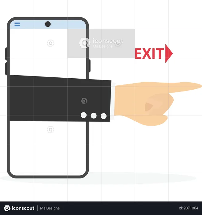 Hand pointing finger, stepping out of the mobile phone screen  Illustration