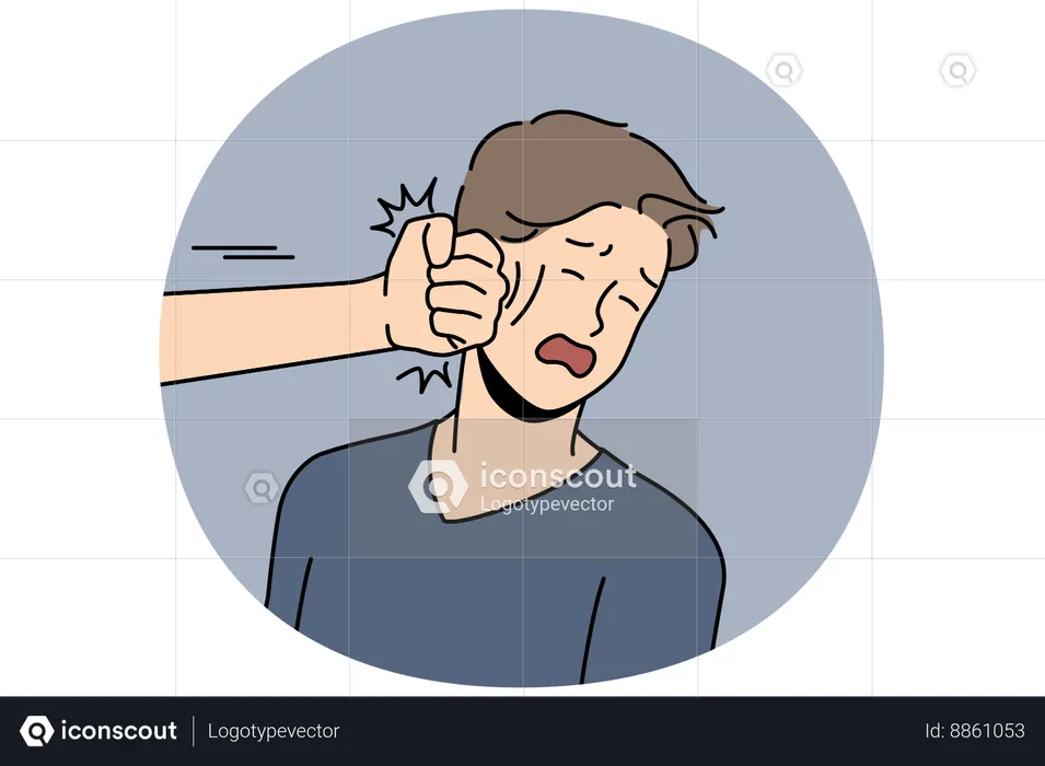 Hand punching man in face  Illustration