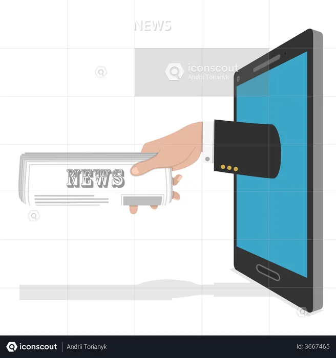 Hand selling online news  Illustration