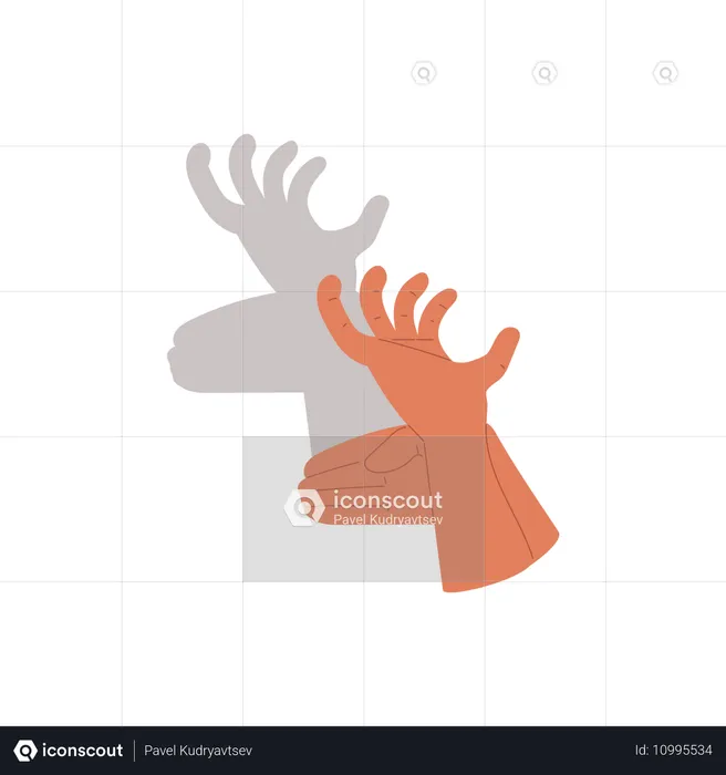 Hand shadow deer  Illustration