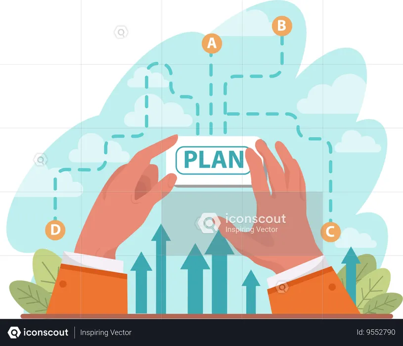 Hand showing business plan for growing business  Illustration