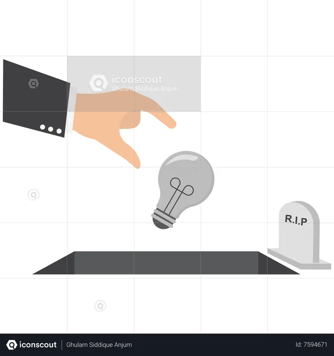 Hand throwing idea in a tomb  Illustration