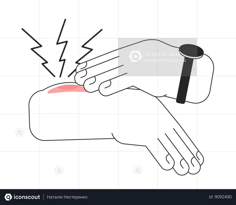 Hand touching painful injury and Swelling on hand  Illustration