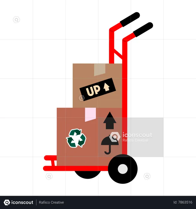 Hand trolley with boxes  Illustration