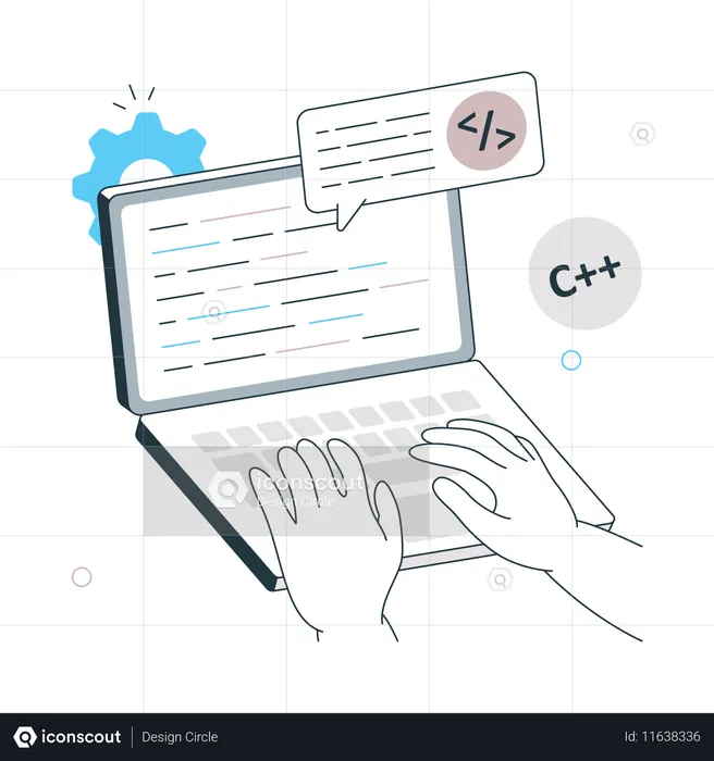 Hand typing Coding for web development  Illustration