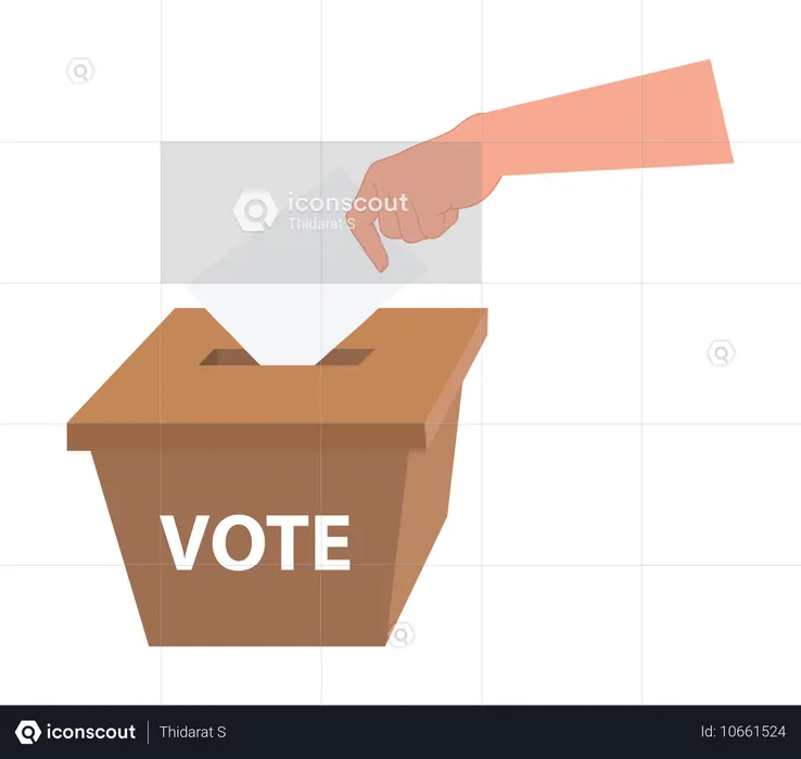 市民の責任と民主的権利を強調する投票箱を持つ手  イラスト