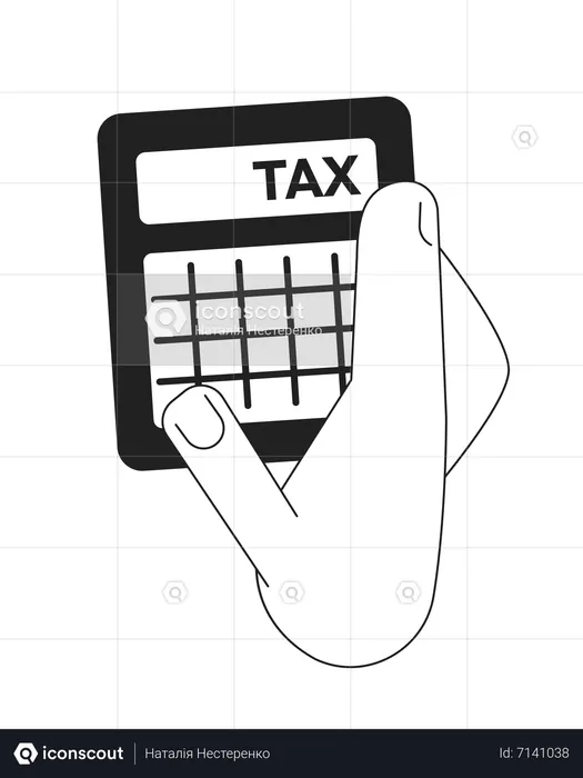 Hand with income tax calculator  Illustration