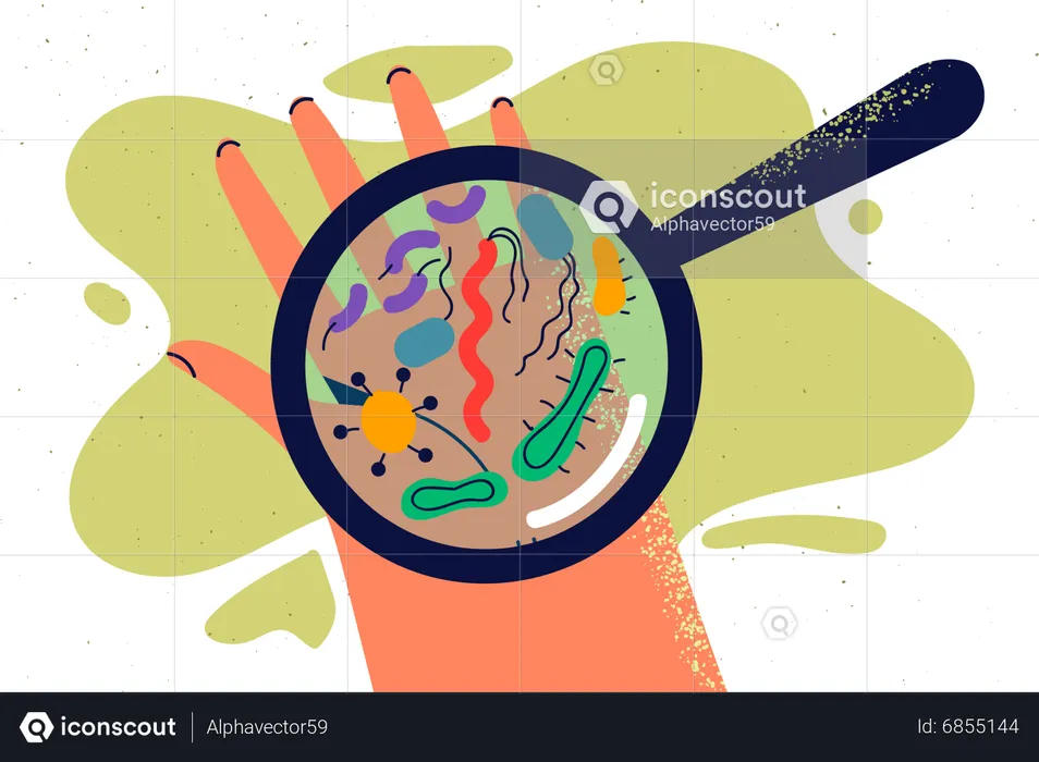 Hand with infection bacteria  Illustration