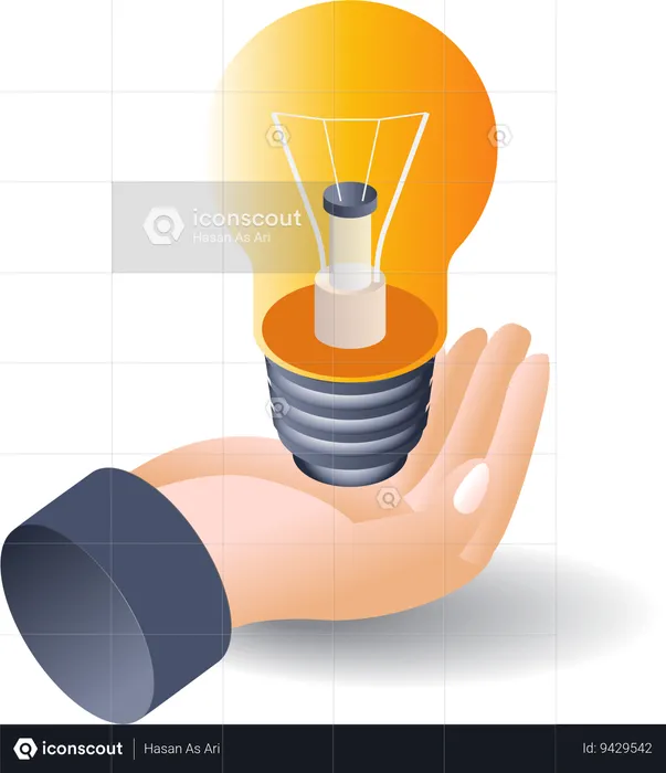 Hand with lamp  idea  Illustration