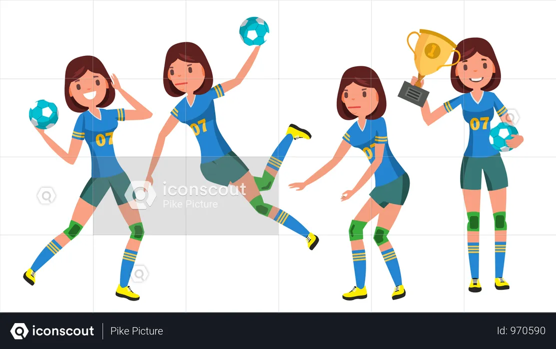 Handball Young Woman Player  Illustration