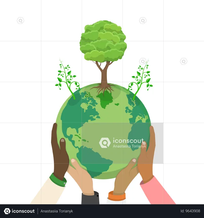Hände halten grüne Erde  Illustration