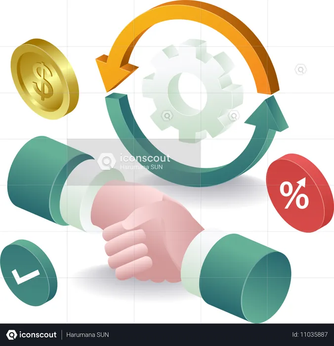 Handschlag zur Vereinbarung geschäftlicher Zusammenarbeit  Illustration