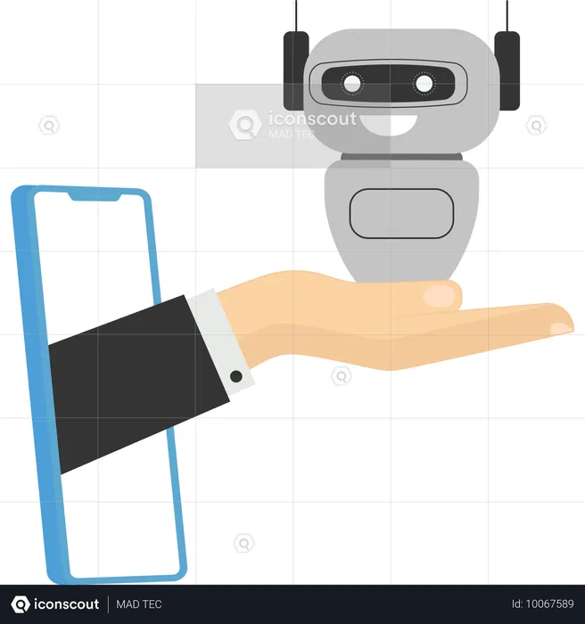 Hand hält Roboter Chatbot Kunstfertigkeit intelligent  Illustration