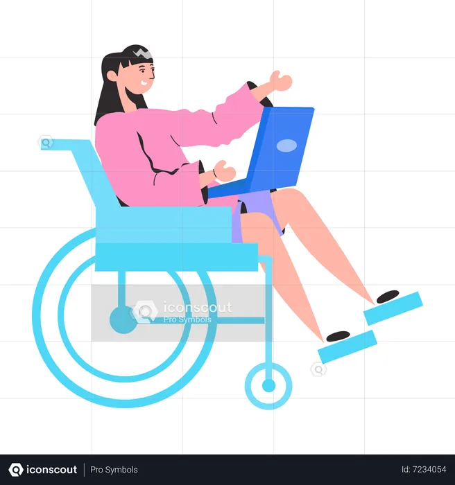 Handicap Employee working on laptop  Illustration