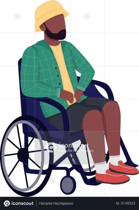 Homme africain handicapé en fauteuil roulant  Illustration