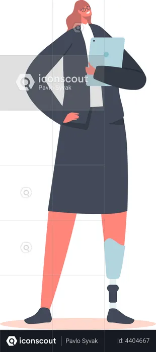Handicapped business woman  Illustration